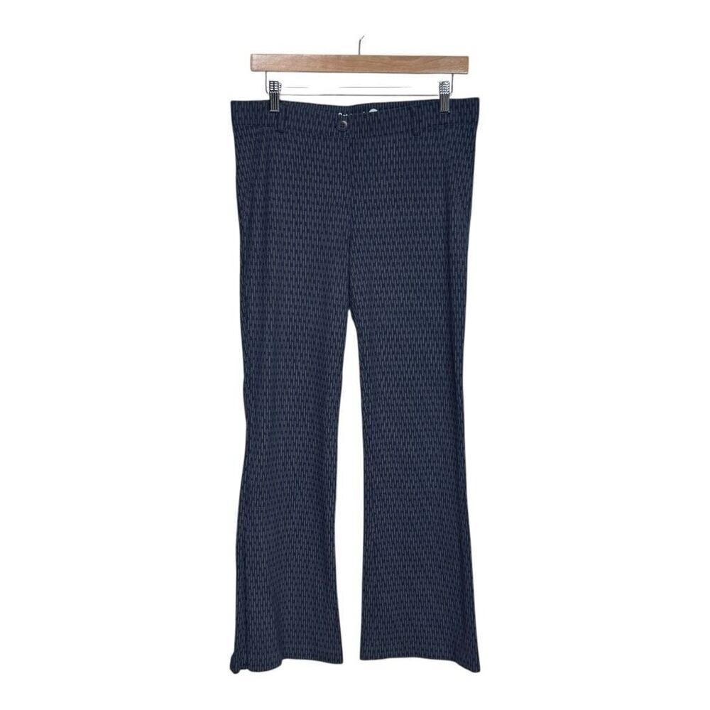 Betabrand Dress Pant Yoga Pants Navy Blue Geometric Dash Bootcut Womens Large